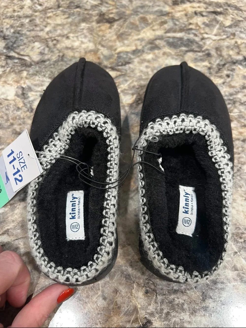 Kids Black Cozy Slip-On Shoes